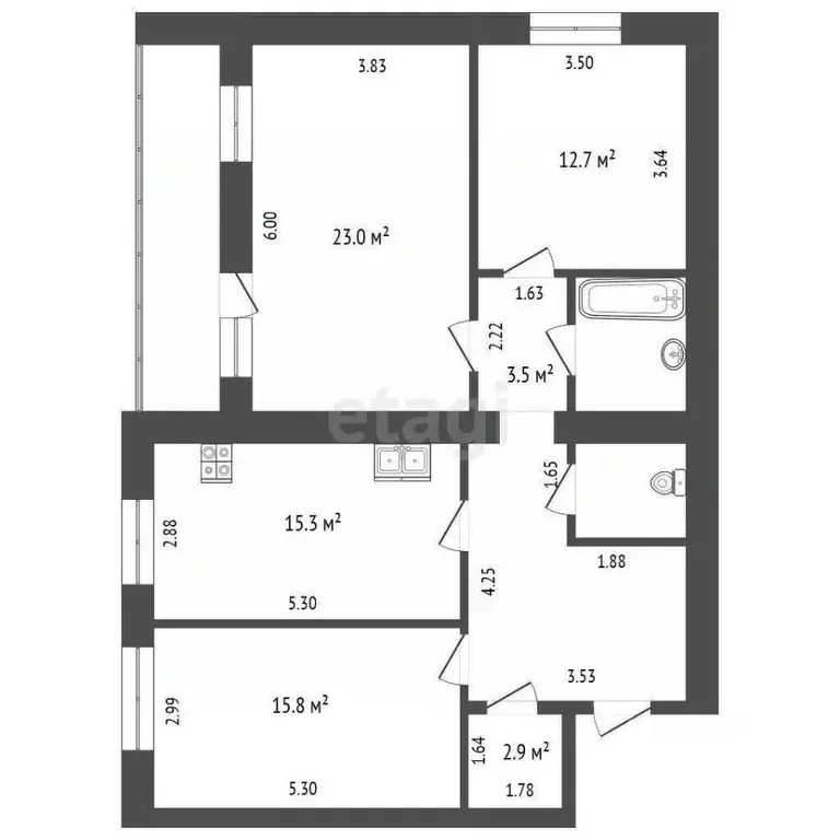 3-к кв. Тюменская область, Тюмень Олимпийская ул., 51 (91.8 м) - Фото 1