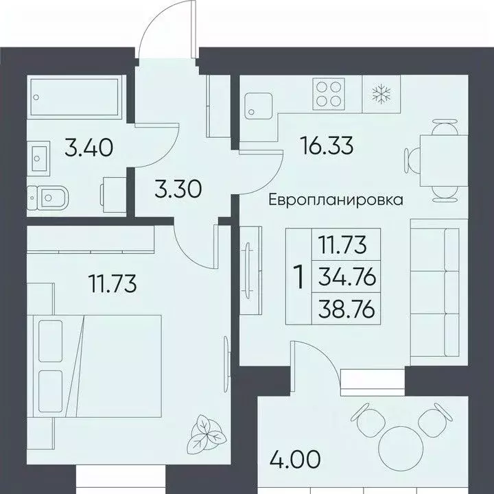 1-к кв. Саратовская область, Татищево рп  (38.76 м) - Фото 0
