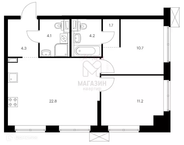 Продаётся 2-к квартира, 59 м - Фото 0