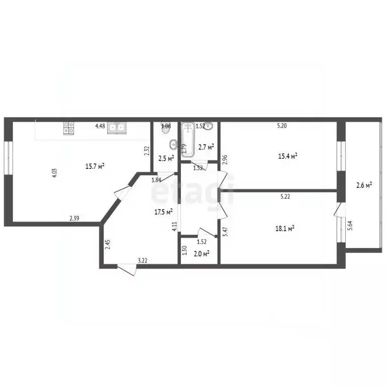 2-к кв. Татарстан, Елабуга ул. Марджани, 18 (80.0 м) - Фото 2