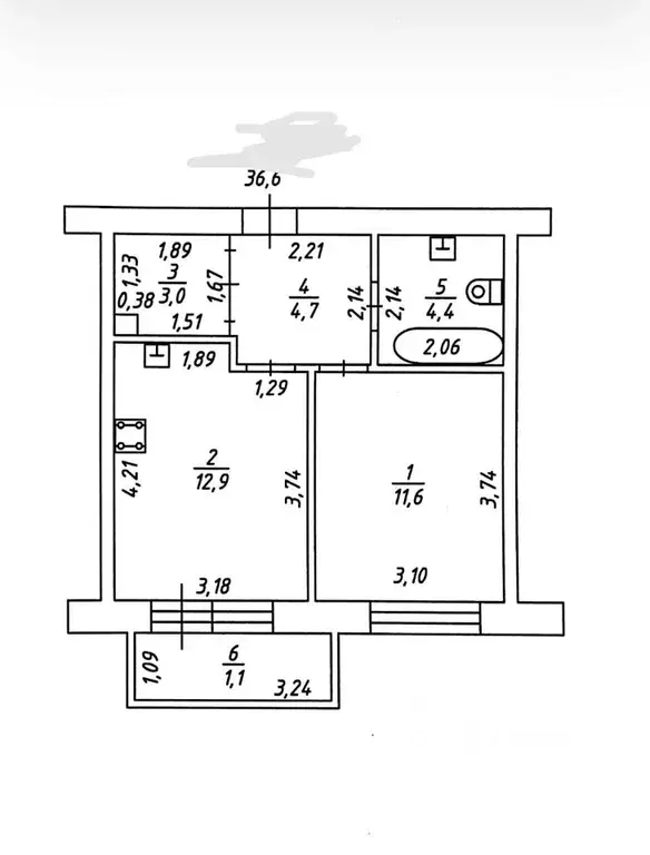 1-к кв. Татарстан, Казань ул. Фикрята Табеева, 3 (37.7 м) - Фото 2