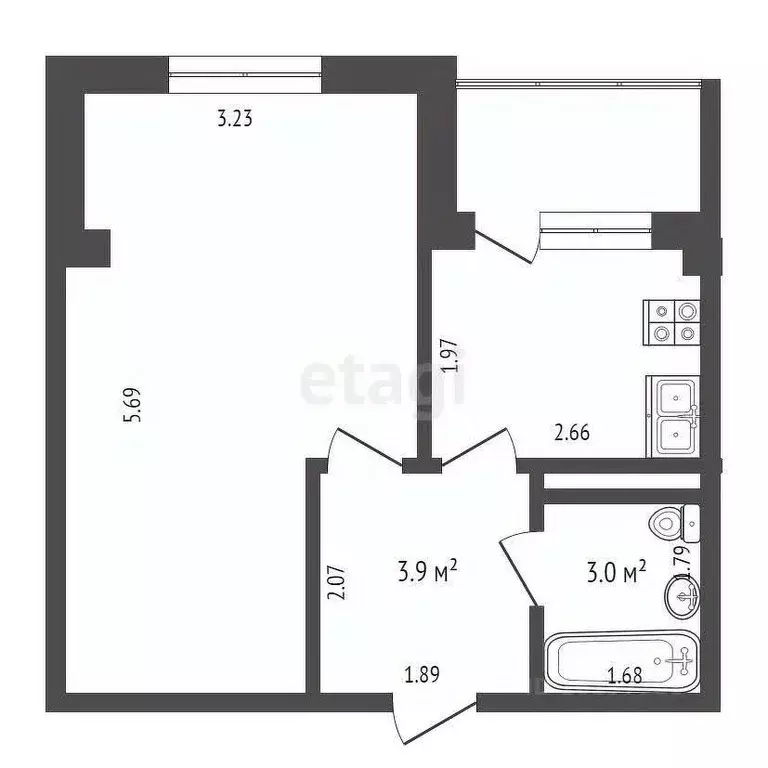 1-к кв. Саха (Якутия), Якутск пер. Космонавта Германа Титова, 2/3 ... - Фото 2