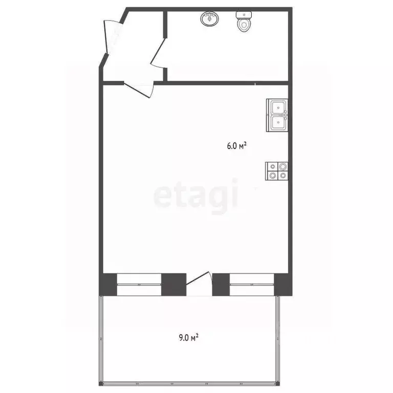 1-к кв. Самарская область, Самара Чапаевская ул., 128 (30.0 м) - Фото 2