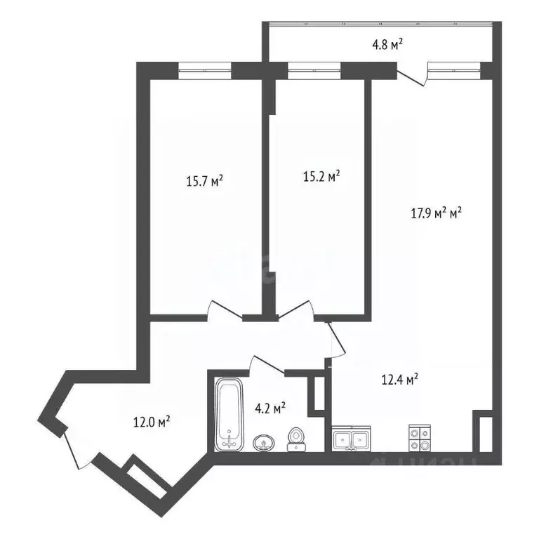 3-к кв. Челябинская область, Челябинск ул. Курчатова, 11 (77.5 м) - Фото 2