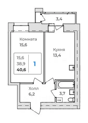 1-к кв. Амурская область, Благовещенск  (40.6 м) - Фото 0