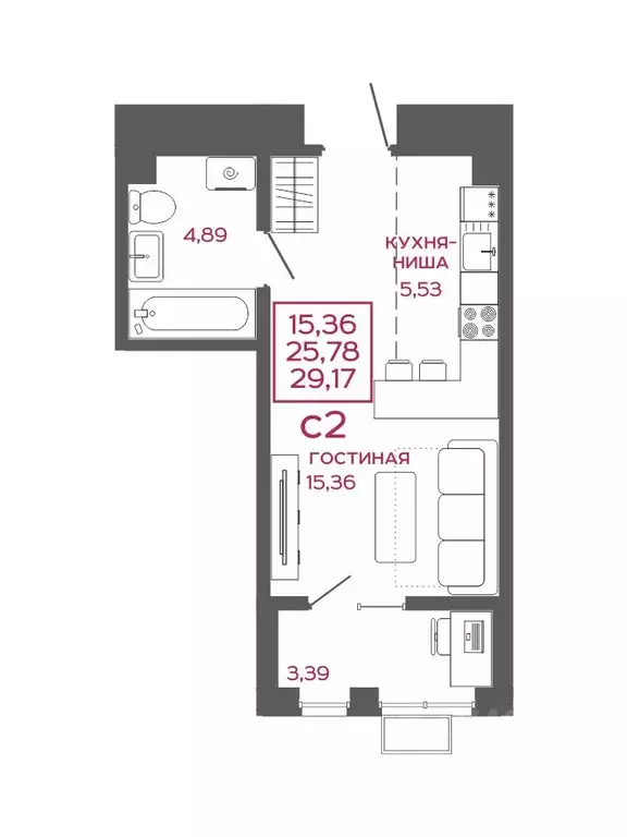 1-к кв. Пензенская область, Пенза Аэрис жилой комплекс (29.17 м) - Фото 1