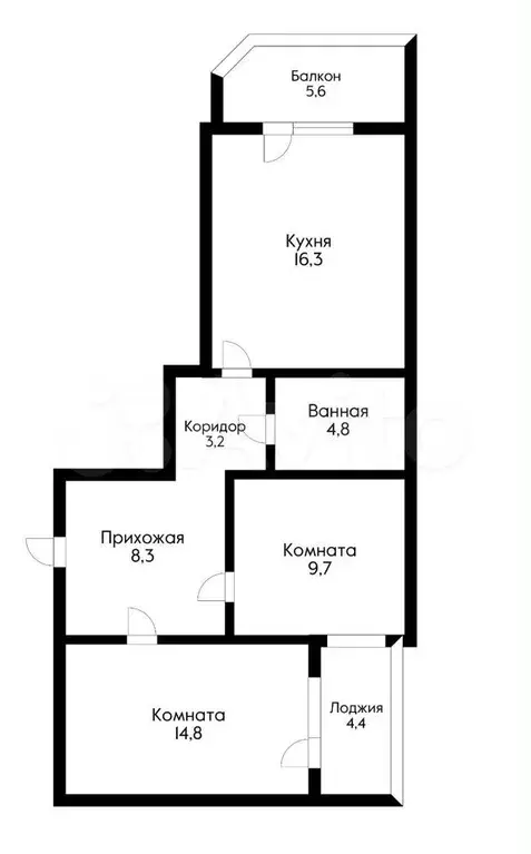 2-к. квартира, 67 м, 5/8 эт. - Фото 0