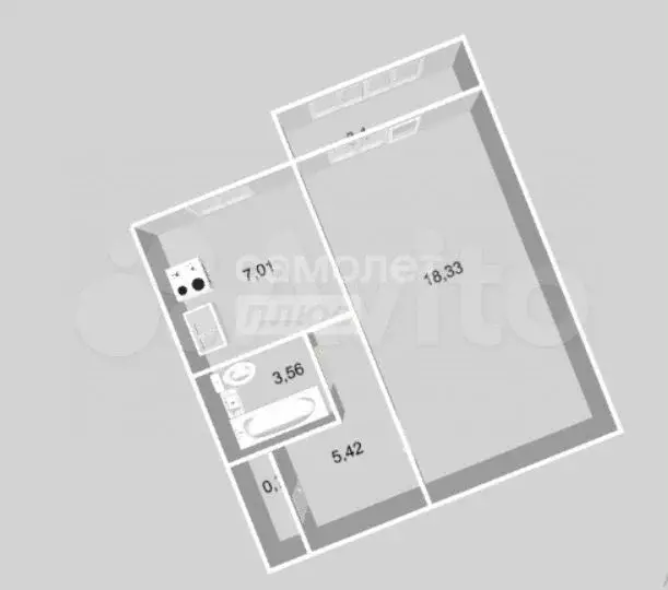 1-к. квартира, 37 м, 6/9 эт. - Фото 1