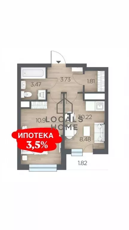 1-к кв. Рязанская область, Рязанский муниципальный округ, с. Дядьково ... - Фото 1