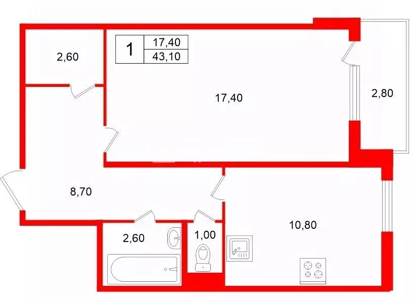 1-к кв. Санкт-Петербург Пулковская ул., 2к3 (43.1 м) - Фото 2