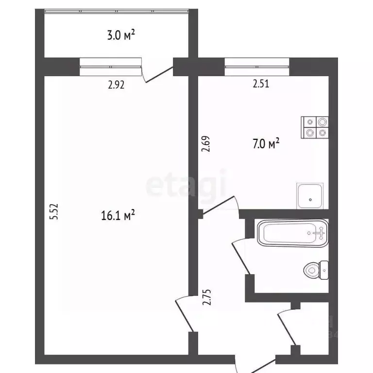 1-к кв. Свердловская область, Талица ул. Луначарского, 8 (34.3 м) - Фото 1