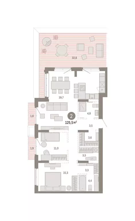 2-комнатная квартира: Тюмень, жилой комплекс На Минской (125.51 м) - Фото 2