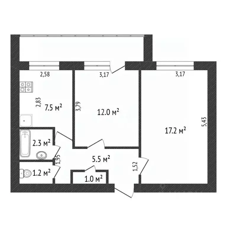 2-к кв. Калужская область, Обнинск просп. Маркса, 86 (46.7 м) - Фото 2