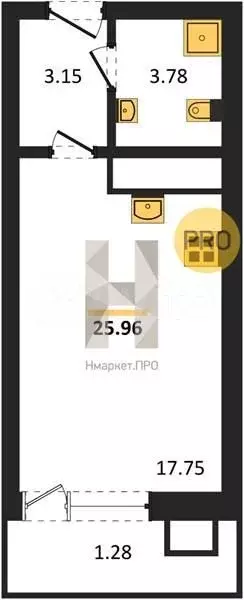 Квартира-студия, 26 м, 13/17 эт. - Фото 1