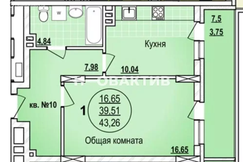 1-комнатная квартира: Новосибирск, улица Писарева, 42 (39 м) - Фото 0