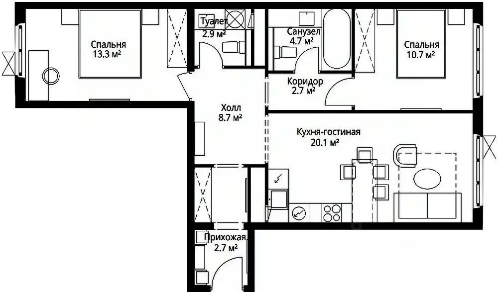 2-к кв. Московская область, Ленинский городской округ, д. Сапроново, ... - Фото 1