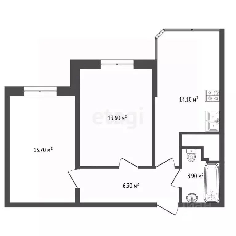 2-к кв. Краснодарский край, Анапа Анапское ш., 32к4 (53.0 м) - Фото 2