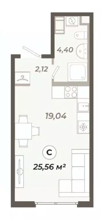 Студия Санкт-Петербург ул. Коли Томчака, 21Д (25.56 м) - Фото 0