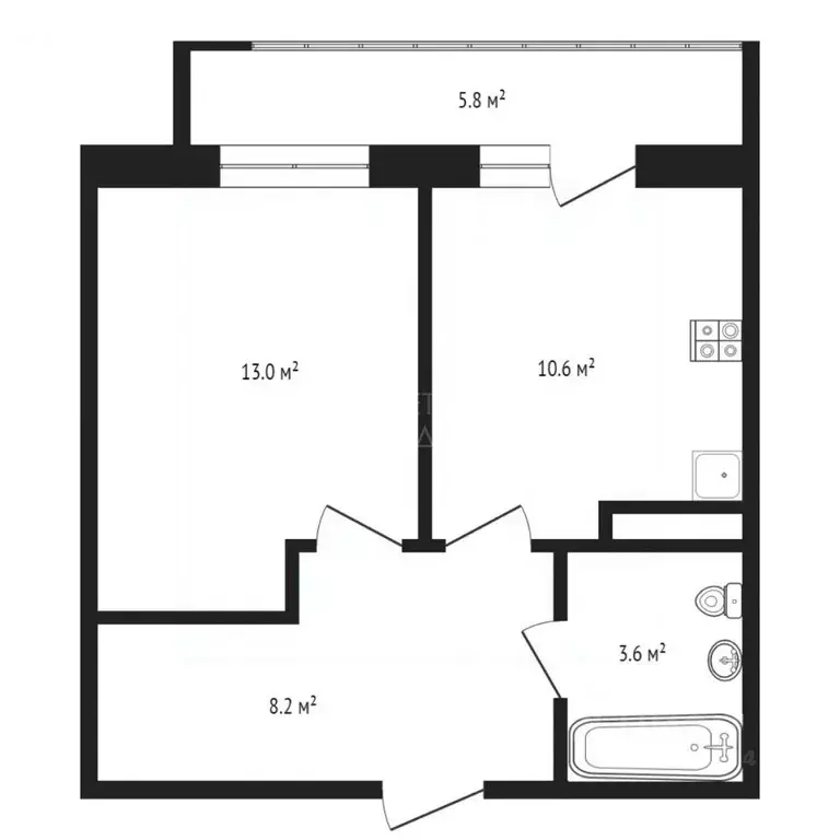 1-к кв. Тюменская область, Тюмень ул. Раушана Абдуллина, 2 (35.7 м) - Фото 1