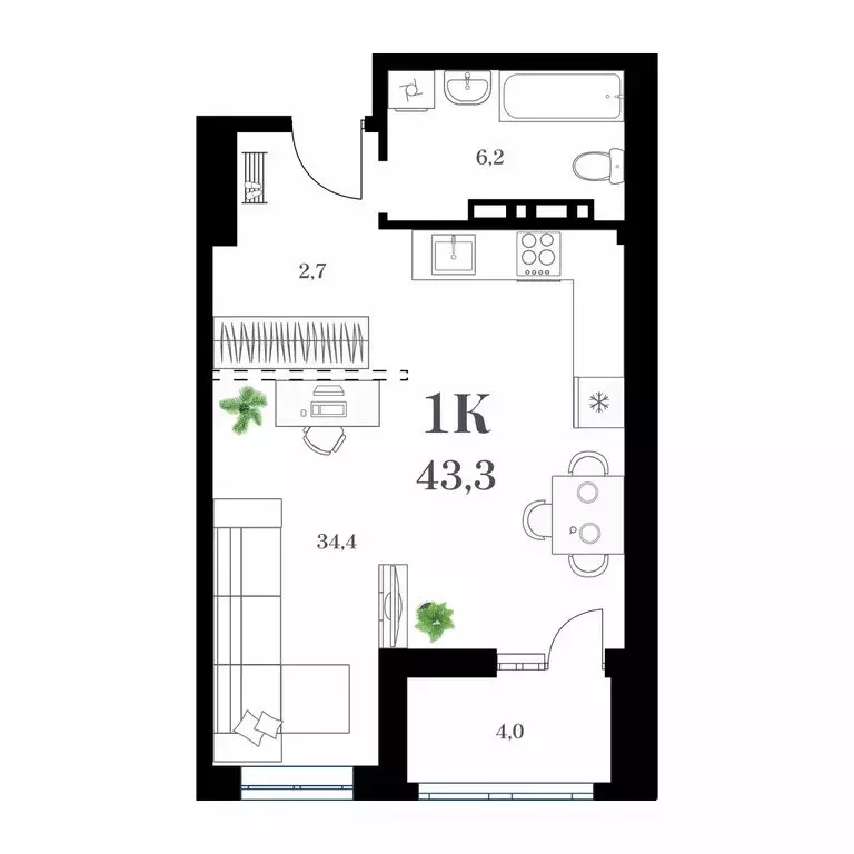 1-комнатная квартира: Владивосток, улица Леонова, 54к1 (45.7 м) - Фото 1
