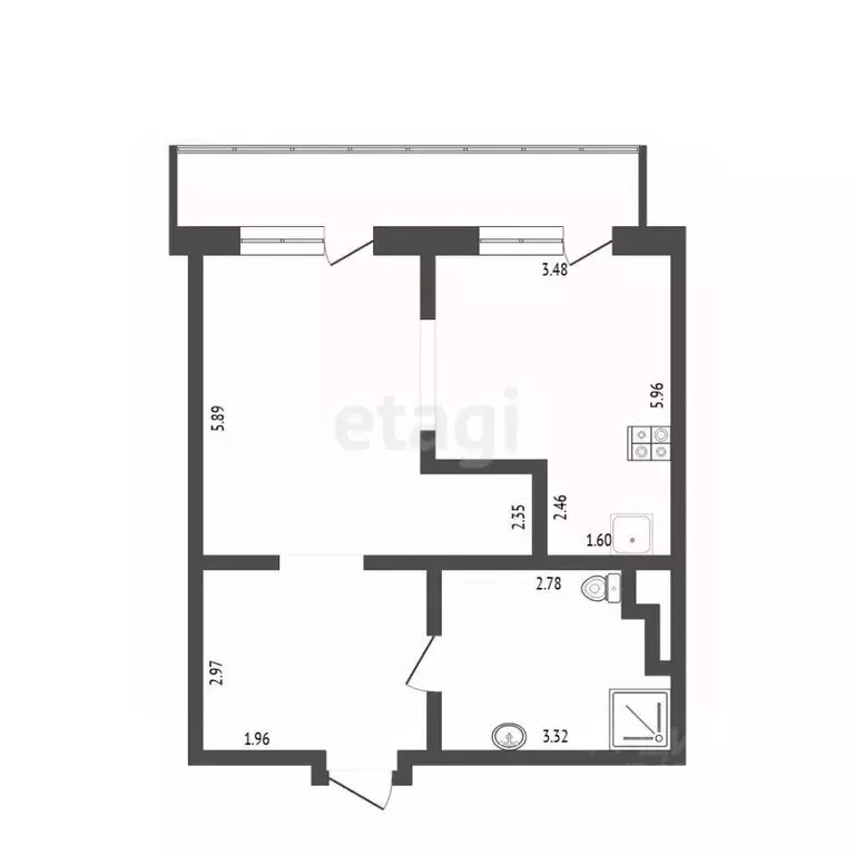 1-к кв. Тюменская область, Тюмень ул. Салтыкова-Щедрина, 58/3 (59.5 м) - Фото 2