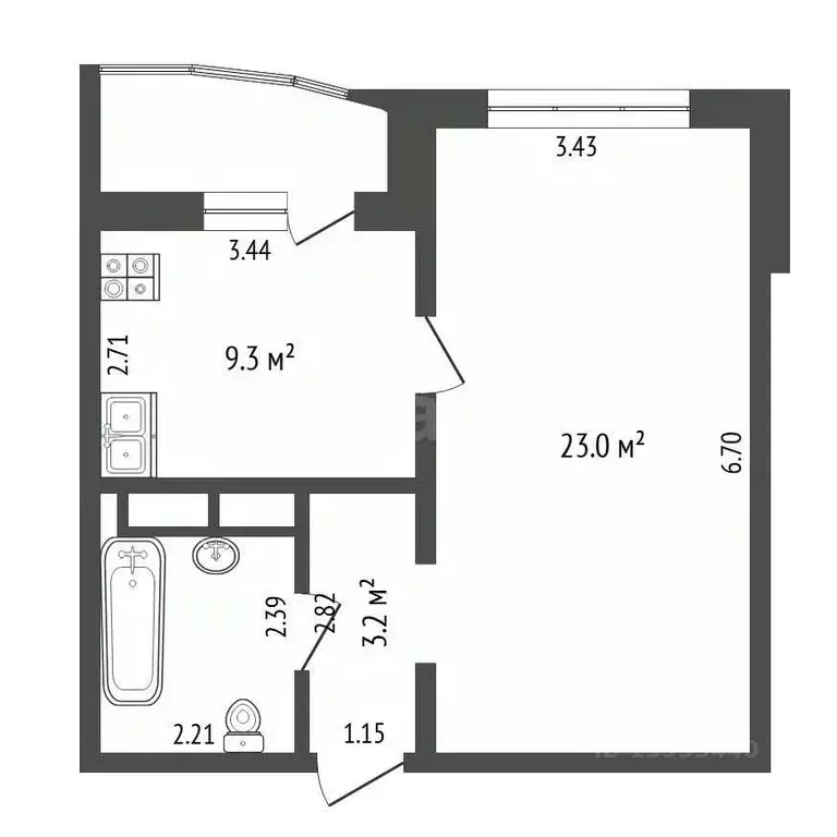 1-к кв. Тюменская область, Тюмень ул. Валентины Трофимовой, 7 (39.9 м) - Фото 1