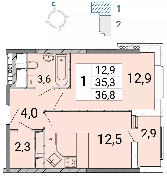1-к кв. Московская область, Балашиха Железнодорожный мкр, просп. ... - Фото 1