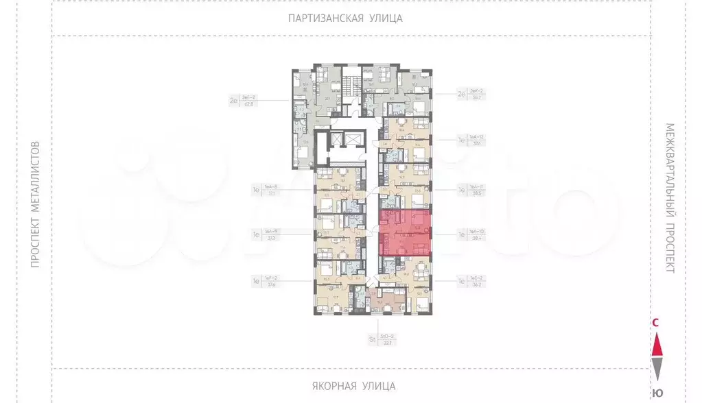 1-к. квартира, 38,4 м, 7/12 эт. - Фото 1