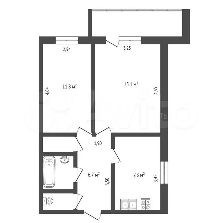 2-к. квартира, 48,7 м, 9/9 эт. - Фото 0