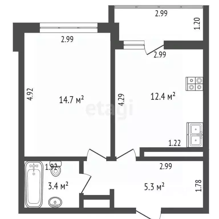 1-к кв. Тюменская область, Тюмень ул. Николая Зелинского, 19 (36.9 м) - Фото 2