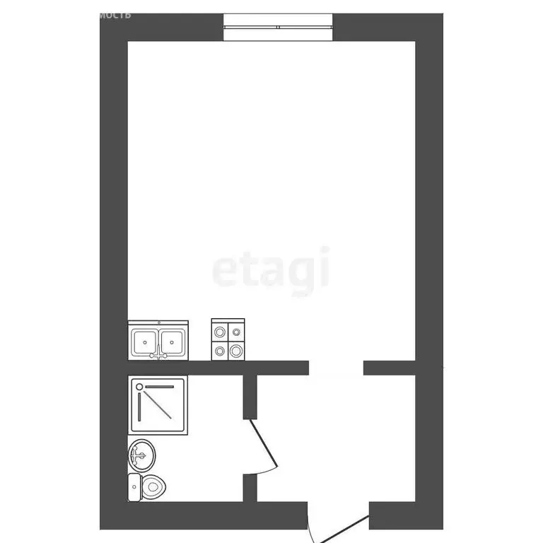Квартира-студия: Заводоуковск, улица Щорса, 2 (28 м) - Фото 1