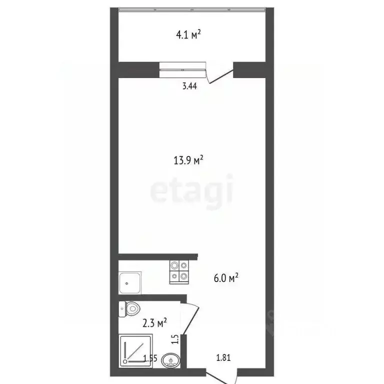 Студия Мордовия, Саранск ул. Тани Бибиной, 1/12 (22.2 м) - Фото 2