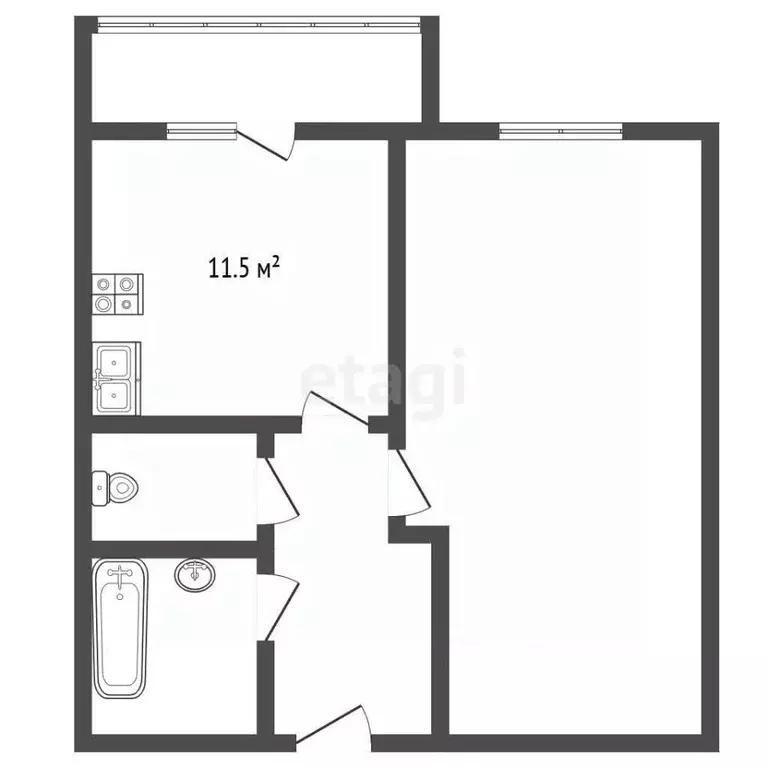 1-к кв. Санкт-Петербург ул. Бадаева, 14к1 (46.5 м) - Фото 2