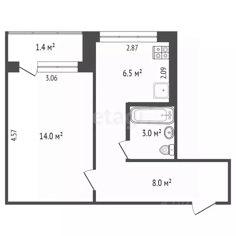 1-к кв. Мордовия, Саранск Гожувская ул., 16 (33.0 м) - Фото 1