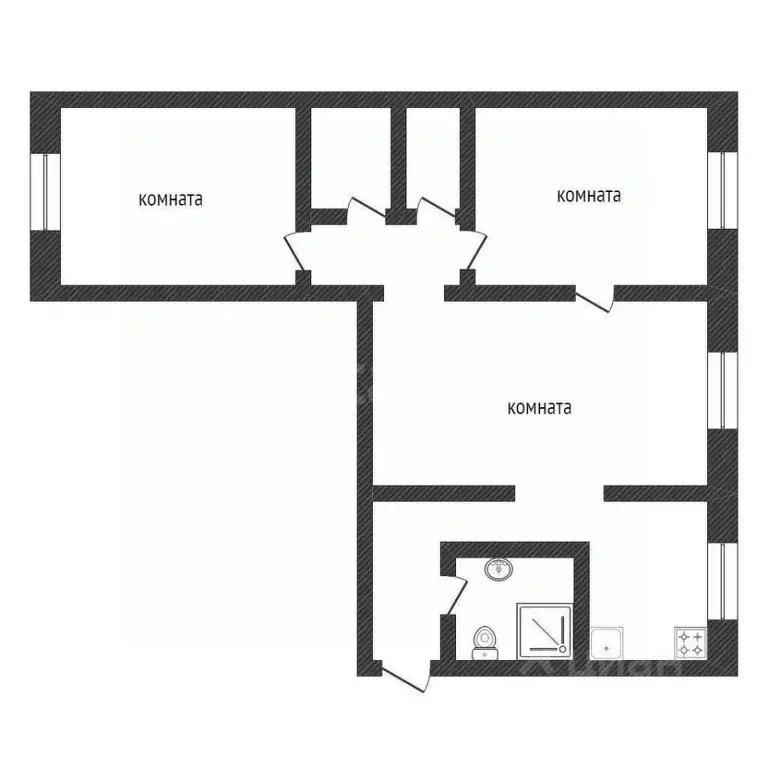3-к кв. Курганская область, Курган Краснодонская ул., 21 (57.6 м) - Фото 2