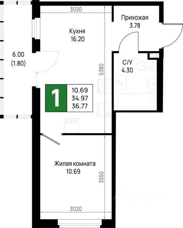 1-к кв. Ленинградская область, Всеволожский район, Свердловское ... - Фото 1