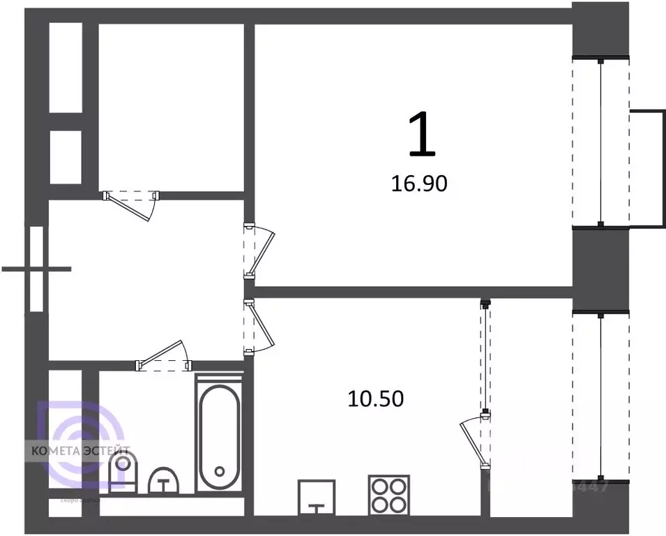 1-к кв. Москва Клинская ул., 2А (43.3 м) - Фото 1
