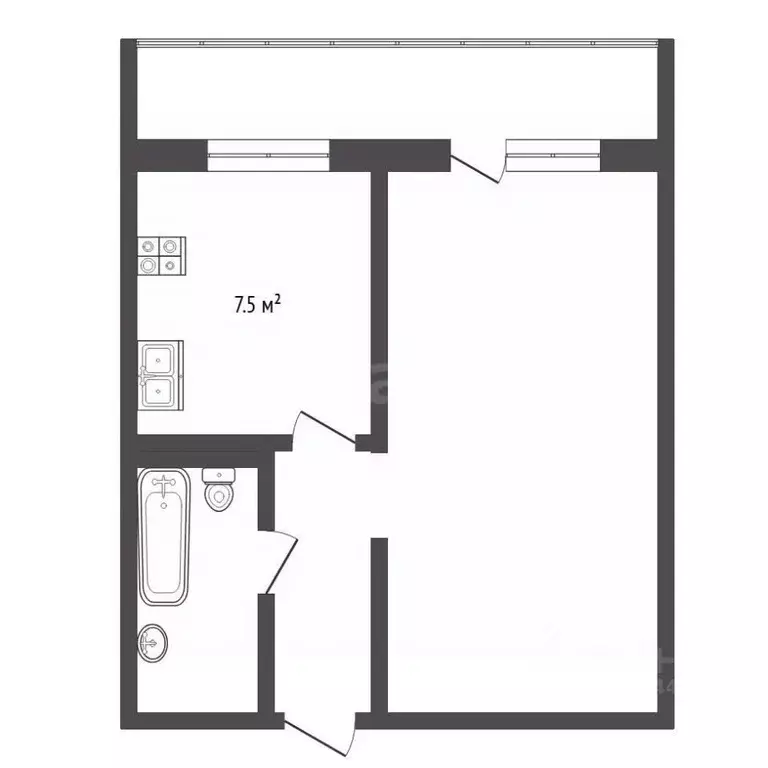 1-к кв. Тюменская область, Тюмень ул. Казачьи луга, 4к1 (33.7 м) - Фото 2