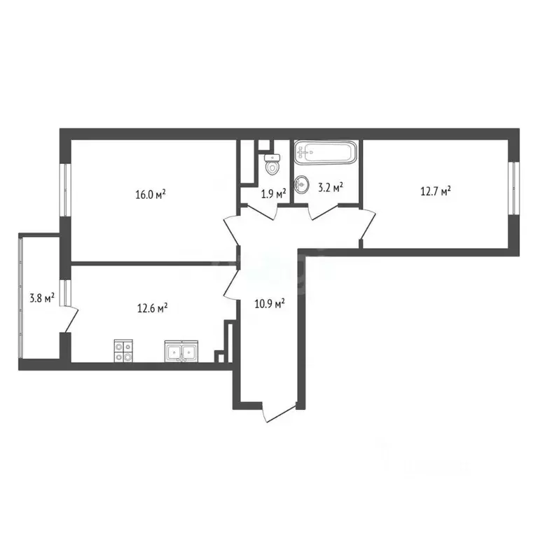 2-к кв. Санкт-Петербург пос. Шушары, пер. Вилеровский, 8 (57.2 м) - Фото 1
