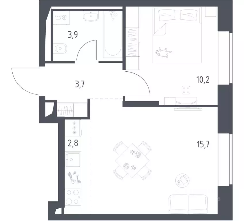 1-к кв. Москва Верейская 41 жилой комплекс, 3.1 (36.18 м) - Фото 1
