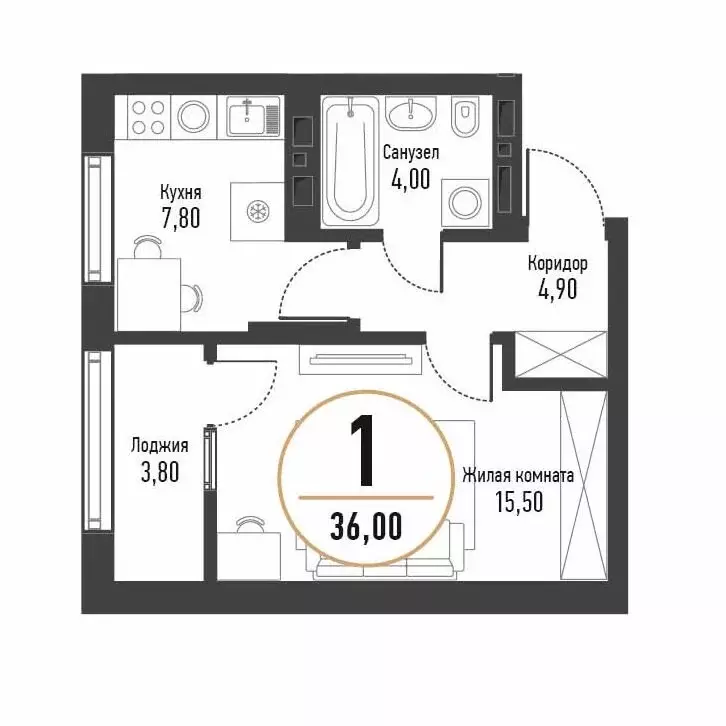 1-комнатная квартира: Стерлитамак, Интернациональная улица, 61 (36 м) - Фото 0