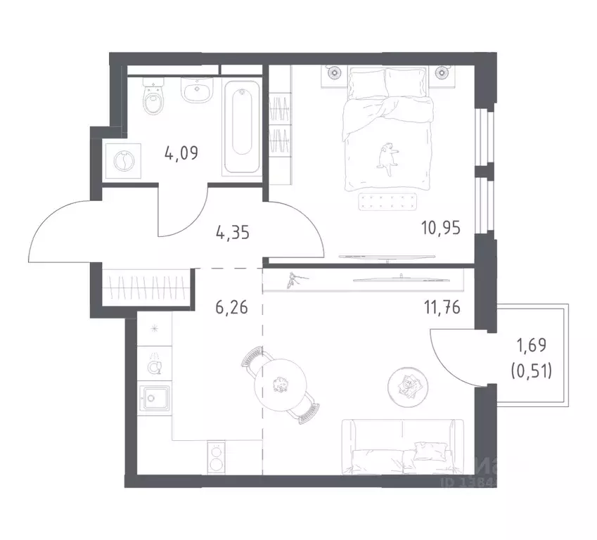 1-к кв. Московская область, Королев Юбилейный мкр, Космический Квартал ... - Фото 1