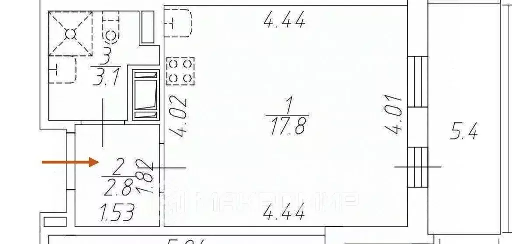 Студия Санкт-Петербург дор. Торфяная, 15к3 (23.7 м) - Фото 1