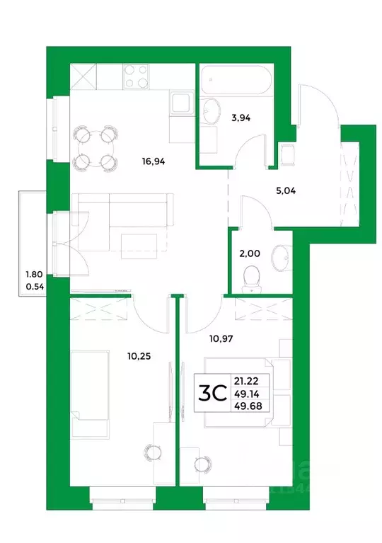 2-к кв. Башкортостан, Уфимский район, Зубовский сельсовет, с. Зубово ... - Фото 1
