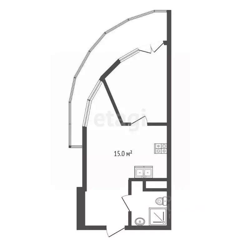 Студия Крым, Ялта ул. Дражинского, 48 (45.6 м) - Фото 1