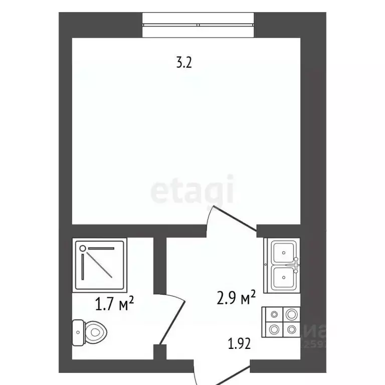 1-к кв. Тамбовская область, Тамбов ул. Менделеева, 15к2 (12.4 м) - Фото 2