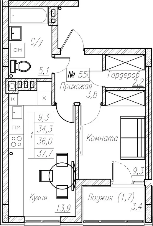 1-к кв. Калининградская область, Пионерский  (36.0 м) - Фото 1