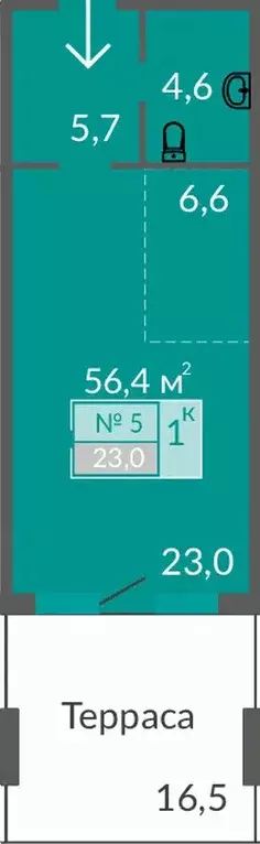 Продаётся 1-к квартира, 56.4 м - Фото 0