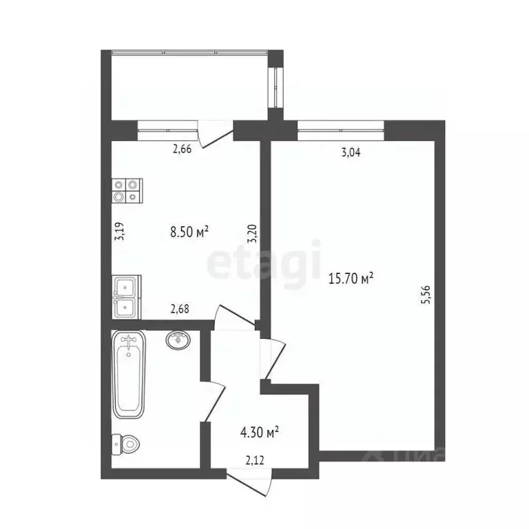 1-к кв. Вологодская область, Вологда Ярославская ул., 33 (32.4 м) - Фото 1