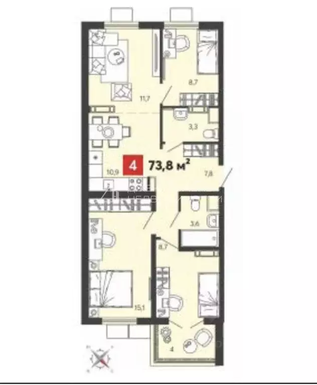 4-к кв. Пензенская область, Пензенский район, Засечный сельсовет, с. ... - Фото 1